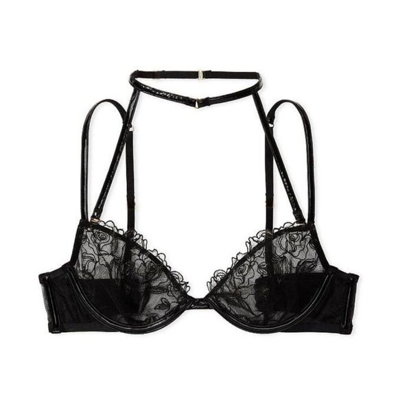 36DD {Victoria's Secret} Black Unlined Rose Embroidery Bra - Picture 5 of 6